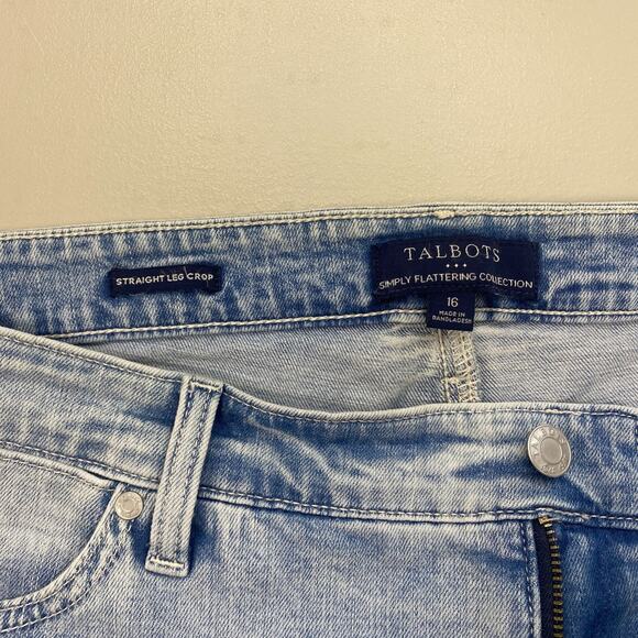 Talbots Simply Flattering Straight Leg Crop Jeans 16 Light Wash Blue Capri 37x26 - Picture 12 of 14